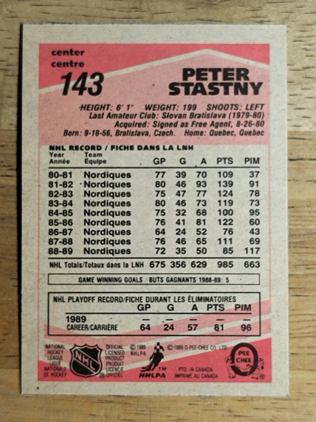 1989-90 O-Pee-Chee #143 Peter Stastny