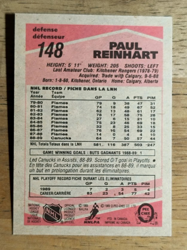 1989-90 O-Pee-Chee #148 Paul Reinhart
