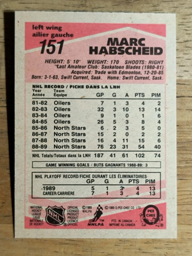 1989-90 O-Pee-Chee #151 Marc Habscheid RC