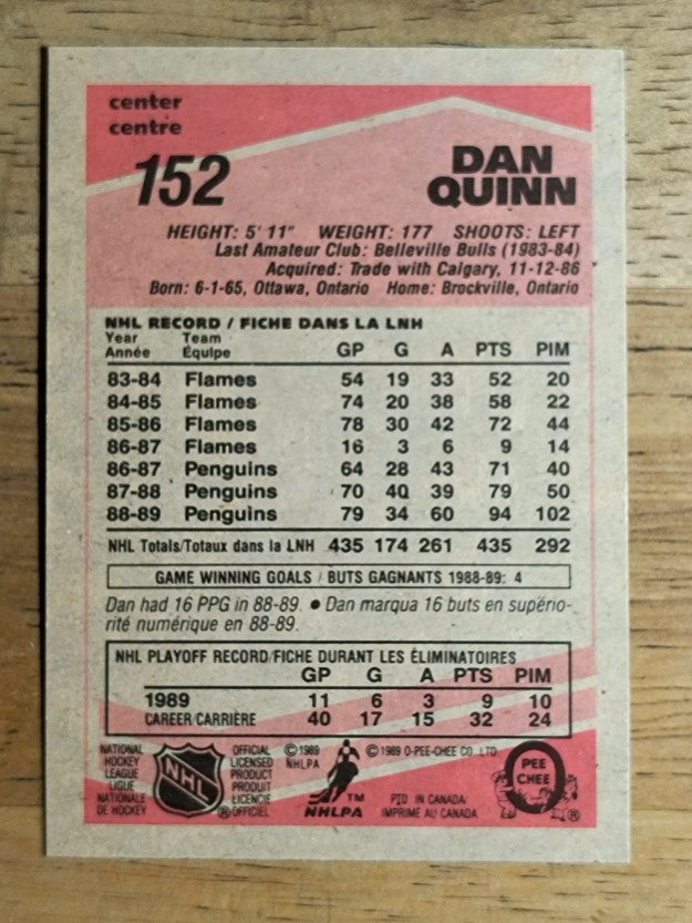 1989-90 O-Pee-Chee #152 Dan Quinn