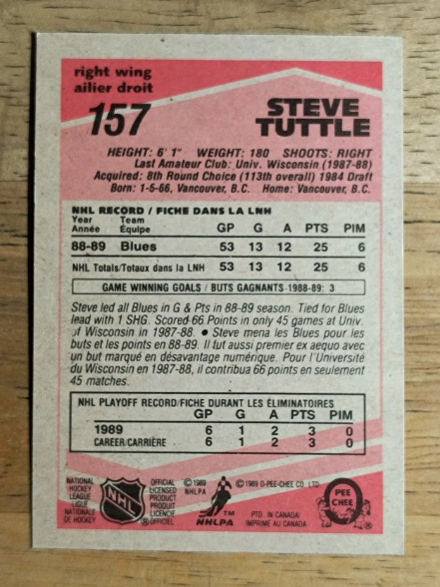 1989-90 O-Pee-Chee #157 Steve Tuttle RC