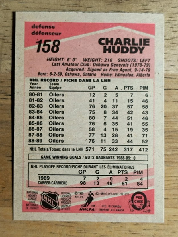 1989-90 O-Pee-Chee #158 Charlie Huddy