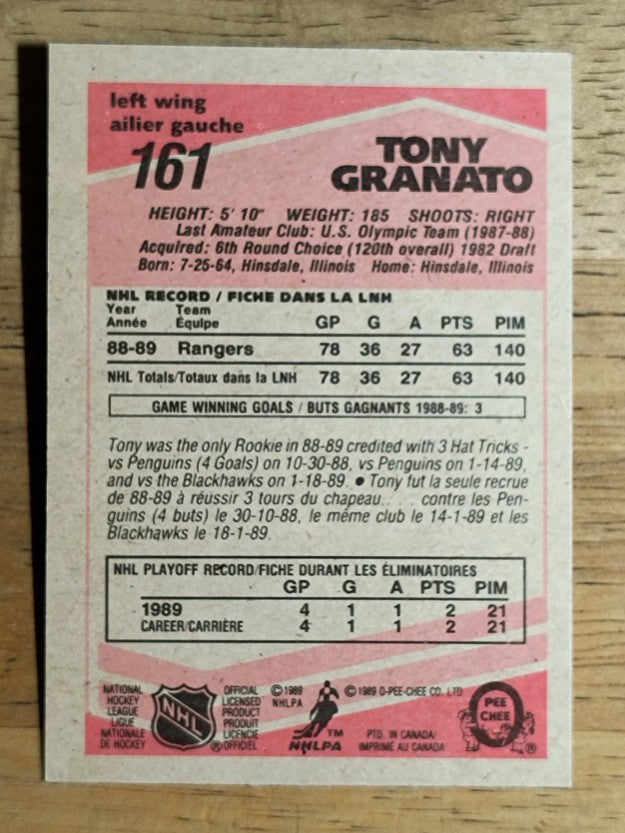 1989-90 O-Pee-Chee #161 Tony Granato RC