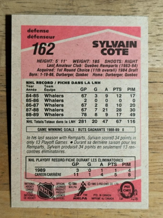 1989-90 O-Pee-Chee #162 Sylvain Cote RC
