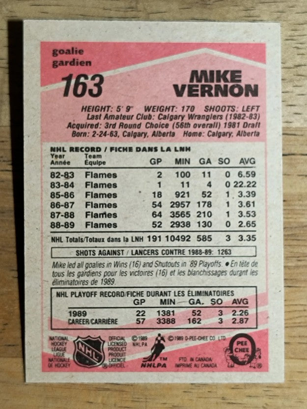 1989-90 O-Pee-Chee #163 Mike Vernon