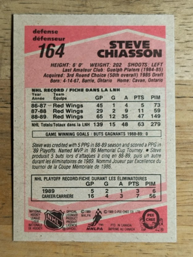 1989-90 O-Pee-Chee #164 Steve Chiasson RC