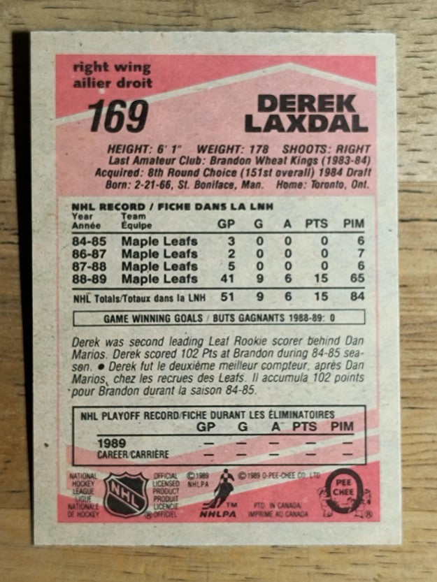 1989-90 O-Pee-Chee #169 Derek Laxdal RC