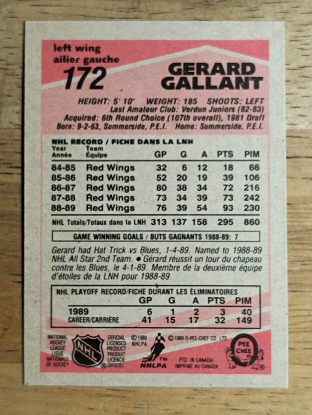 1989-90 O-Pee-Chee #172 Gerard Gallant