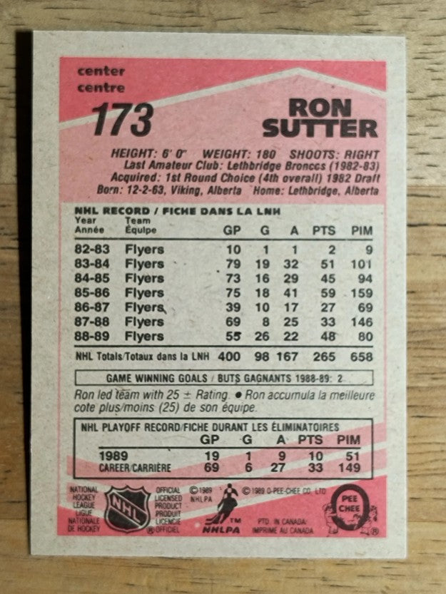 1989-90 O-Pee-Chee #173 Ron Sutter