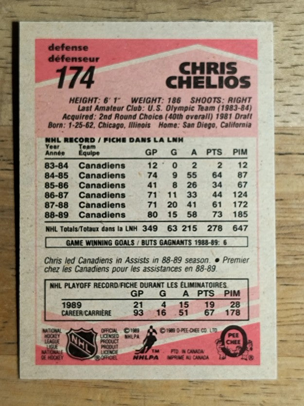 1989-90 O-Pee-Chee #174 Chris Chelios