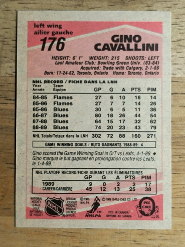 1989-90 O-Pee-Chee #176 Gino Cavallini