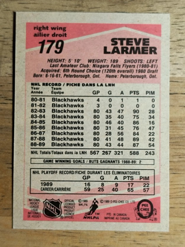 1989-90 O-Pee-Chee #179 Steve Larmer