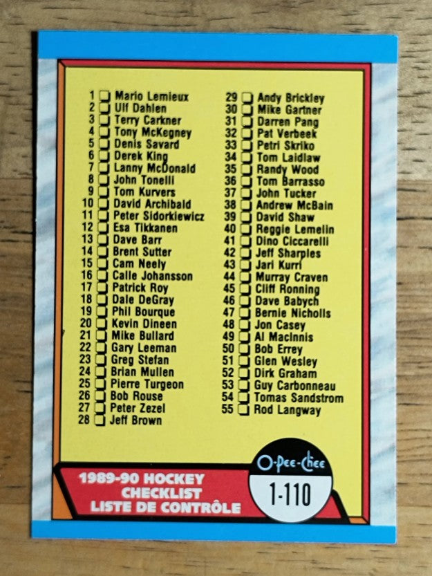1989-90 O-Pee-Chee #197 Checklist 1-110