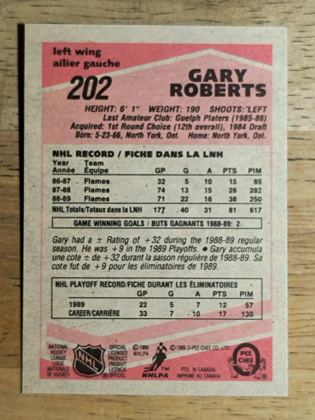 1989-90 O-Pee-Chee #202 Gary Roberts RC