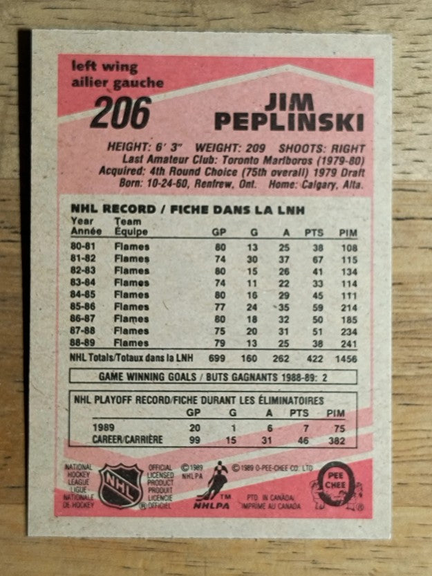 1989-90 O-Pee-Chee #206 Jim Peplinski