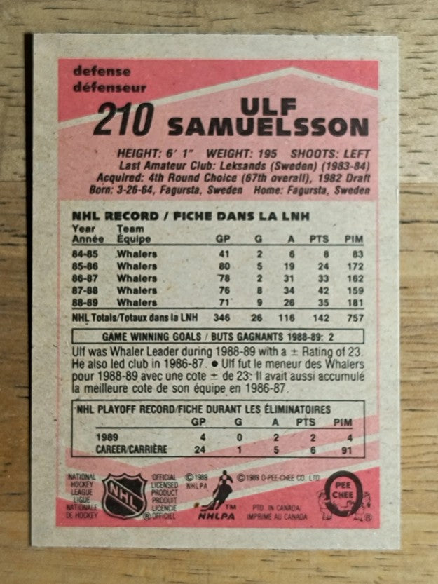 1989-90 O-Pee-Chee #210 Ulf Samuelsson