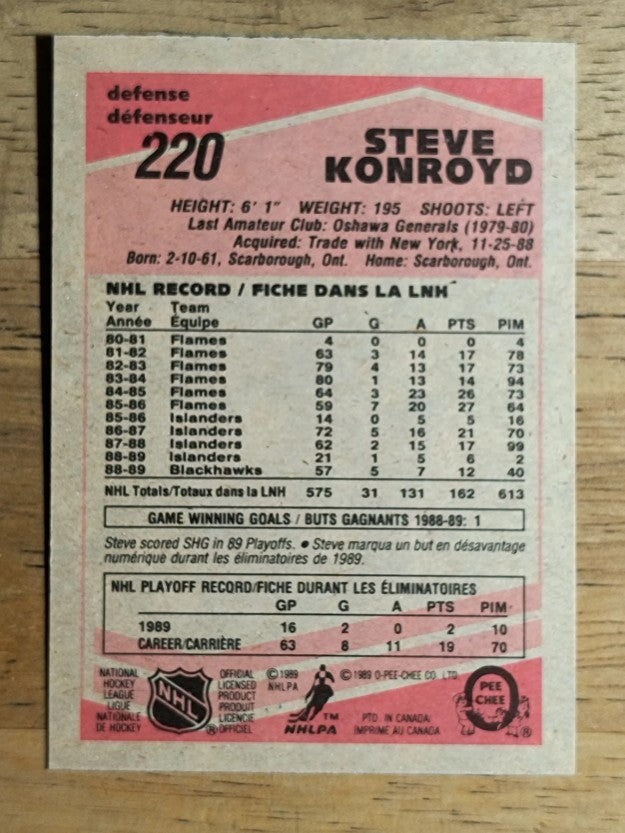 1989-90 O-Pee-Chee #220 Steve Konroyd