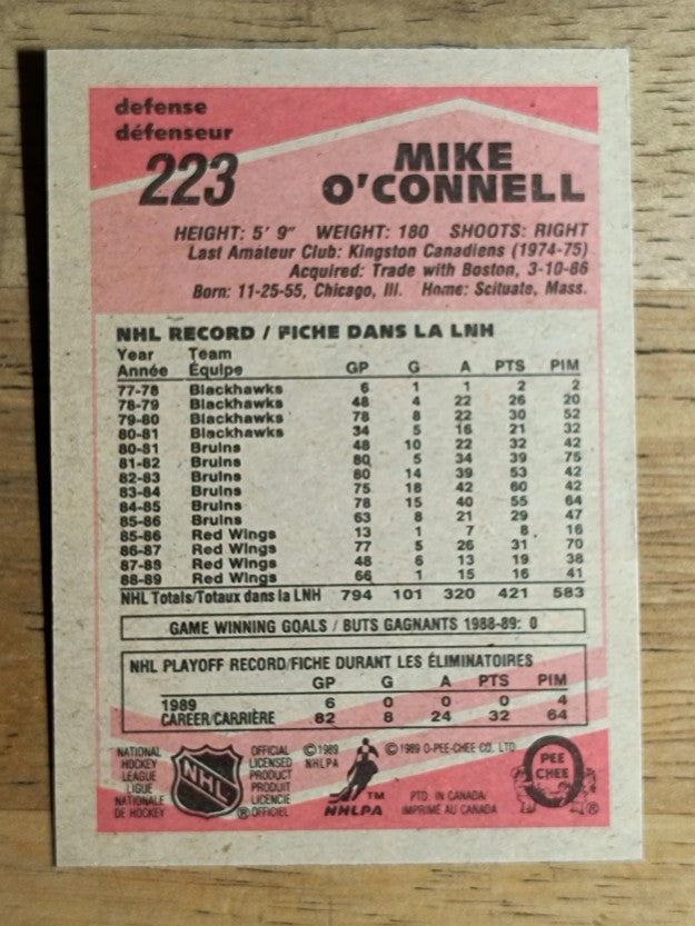 1989-90 O-Pee-Chee #223 Mike O'Connell
