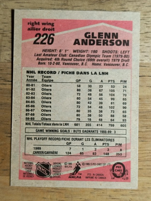 1989-90 O-Pee-Chee #226 Glenn Anderson