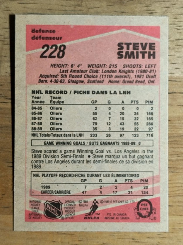 1989-90 O-Pee-Chee #228 Steve Smith