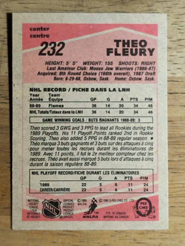 1989-90 O-Pee-Chee #232 Theo Fleury RC (NM)