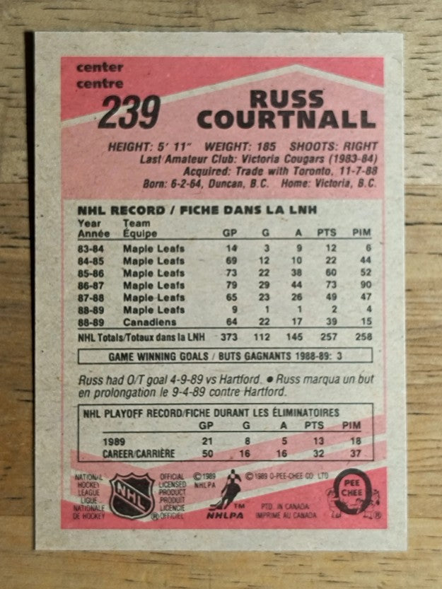 1989-90 O-Pee-Chee #239 Russ Courtnall