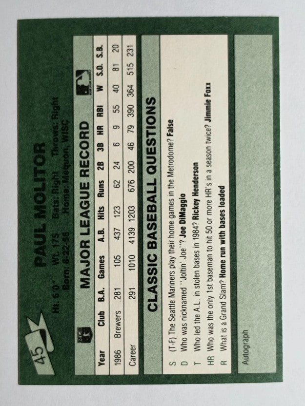 1987 Classic Game #45 Paul Molitor