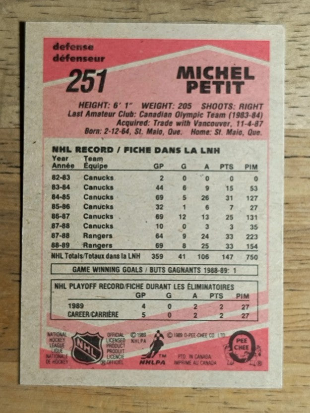 1989-90 O-Pee-Chee #251 Michel Petit