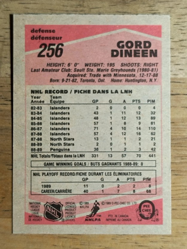 1989-90 O-Pee-Chee #256 Gord Dineen RC