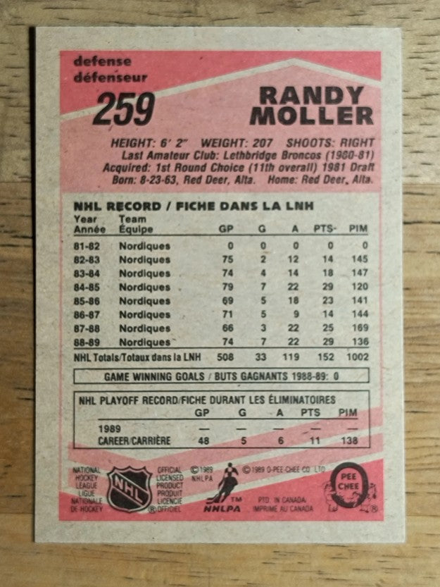 1989-90 O-Pee-Chee #259 Randy Moller