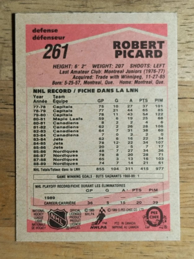 1989-90 O-Pee-Chee #261 Robert Picard