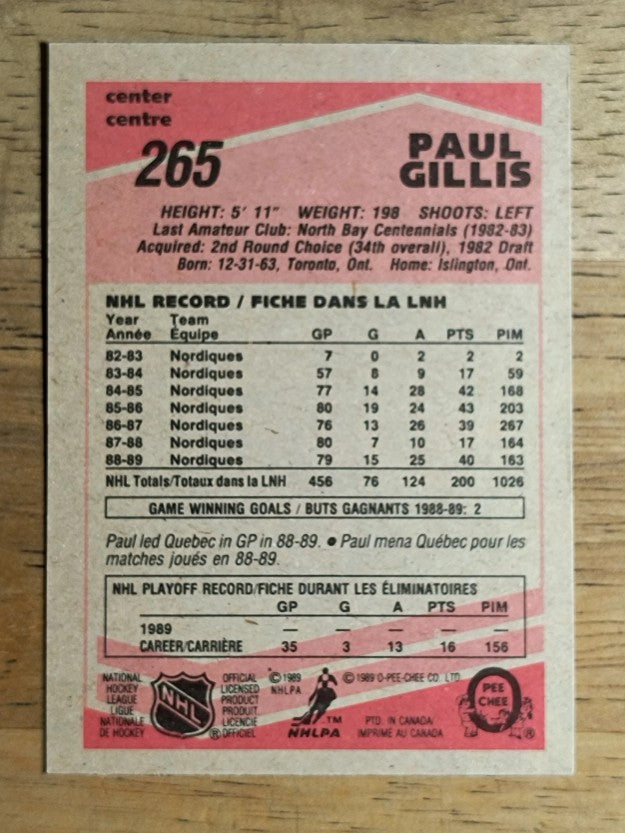 1989-90 O-Pee-Chee #265 Paul Gillis