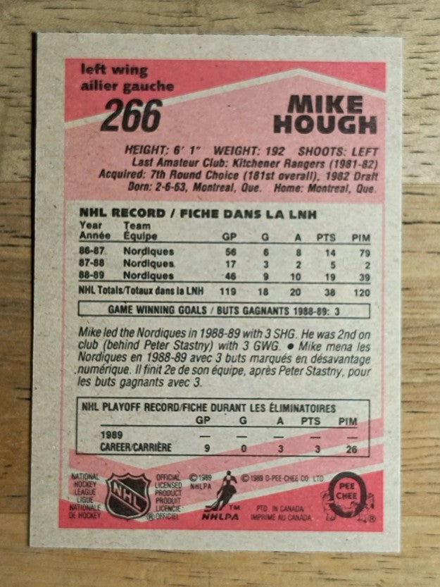 1989-90 O-Pee-Chee #266 Mike Hough RC