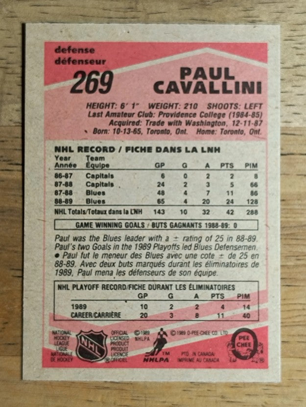 1989-90 O-Pee-Chee #269 Paul Cavallini RC