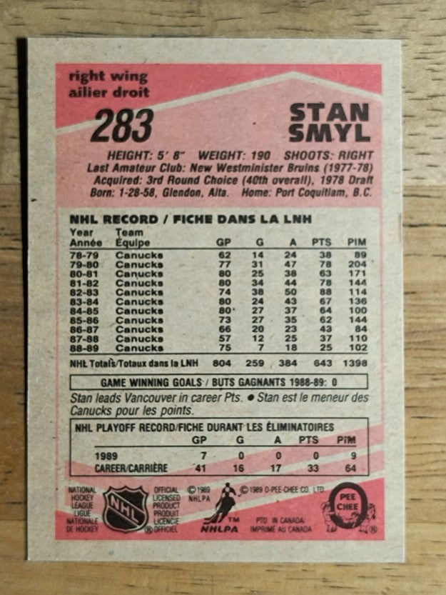 1989-90 O-Pee-Chee #283 Stan Smyl