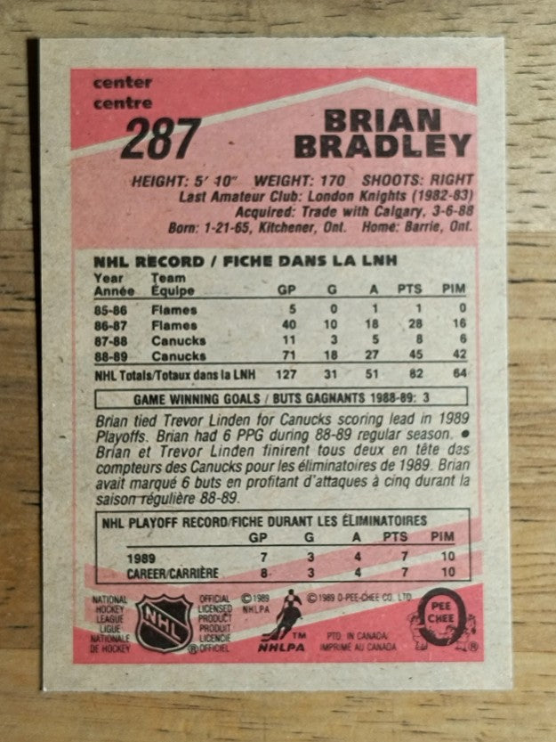 1989-90 O-Pee-Chee #287 Brian Bradley RC