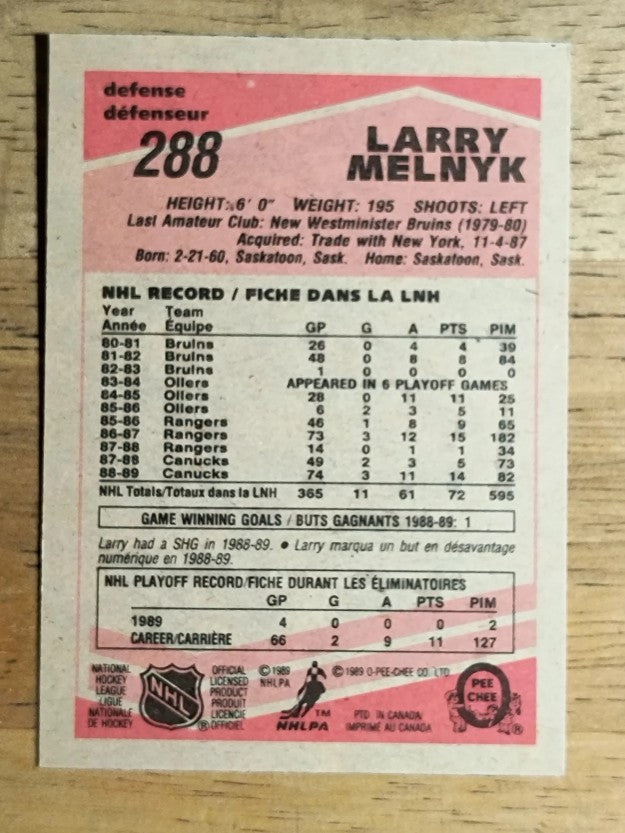 1989-90 O-Pee-Chee #288 Larry Melnyk