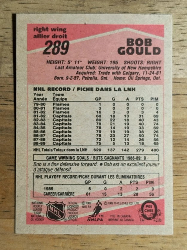 1989-90 O-Pee-Chee #289 Bob Gould