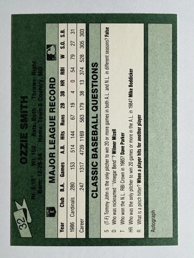 1987 Classic Game #32 Ozzie Smith