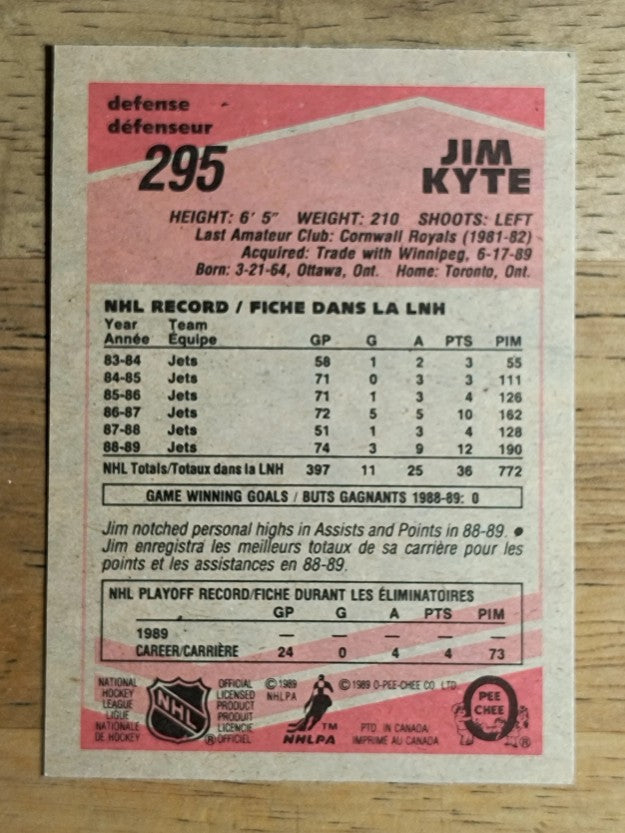1989-90 O-Pee-Chee #295 Jim Kyte