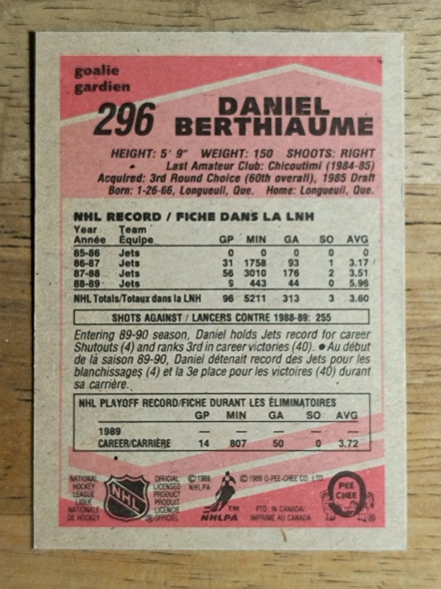 1989-90 O-Pee-Chee #296 Daniel Berthiaume