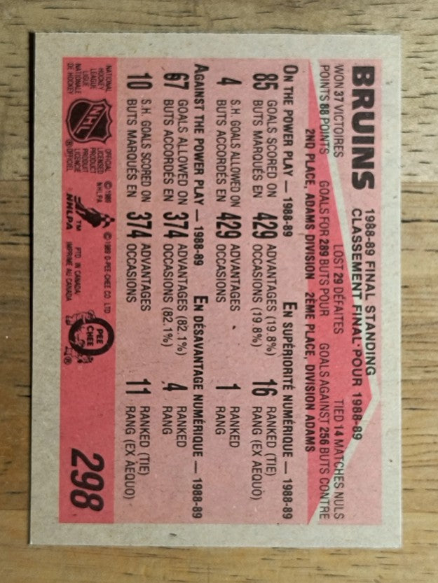 1989-90 O-Pee-Chee #298 Boston Bruins/Craig Janney