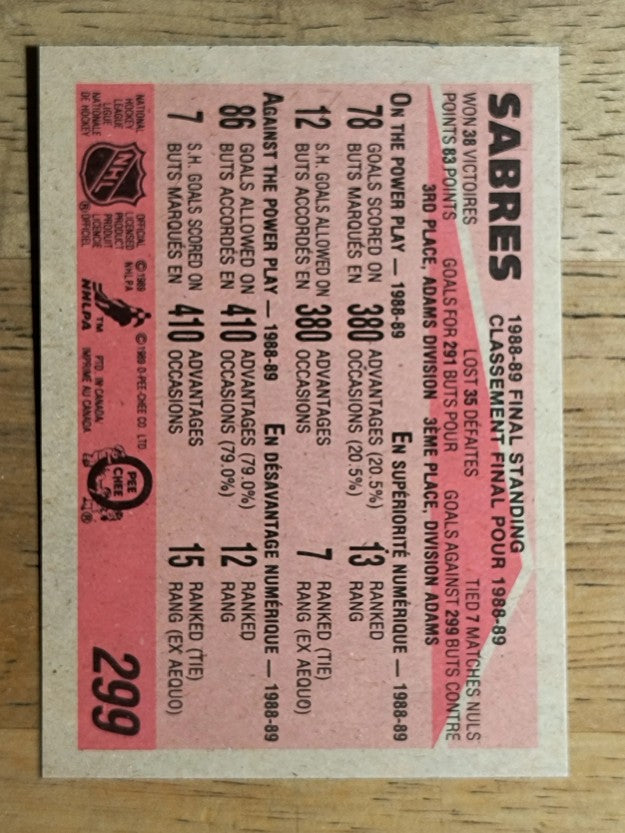 1989-90 O-Pee-Chee #299 Buffalo Sabres