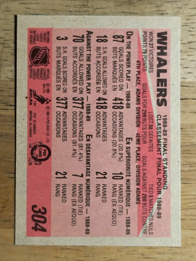 1989-90 O-Pee-Chee #304 Hartford Whalers