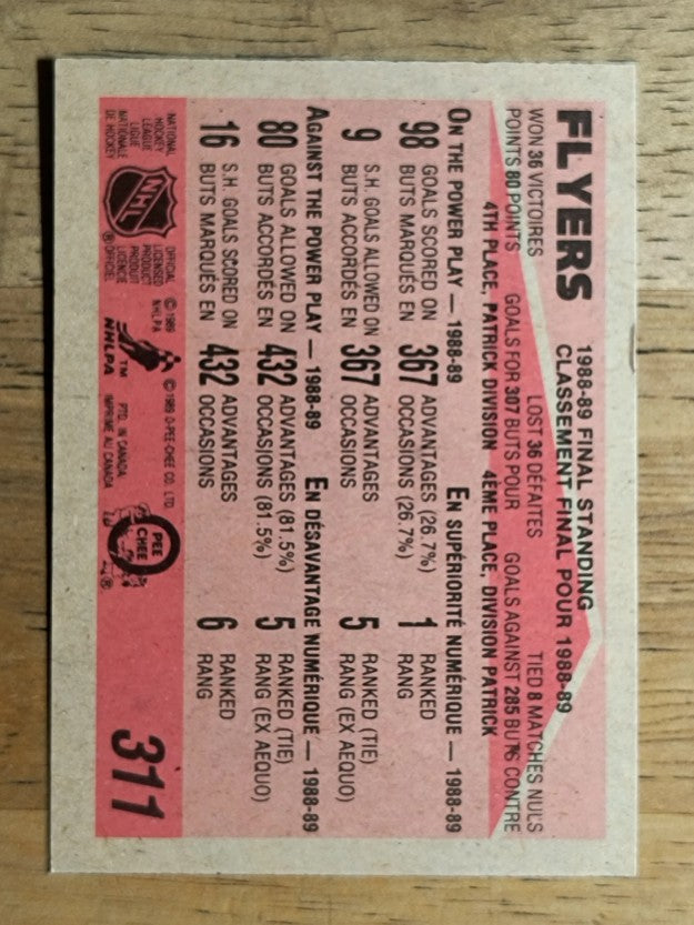 1989-90 O-Pee-Chee #311 Philadelphia Flyers