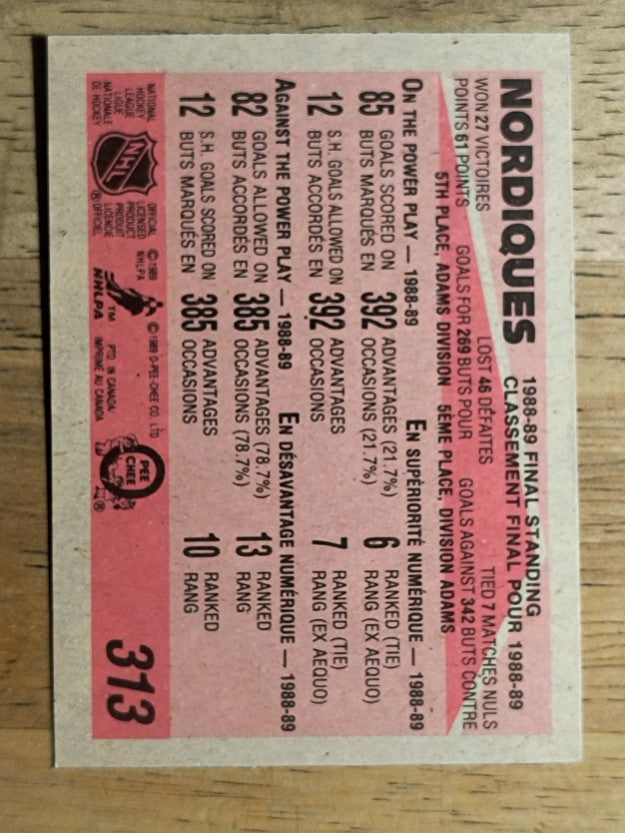 1989-90 O-Pee-Chee #313 Quebec Nordiques/Joe Sakic