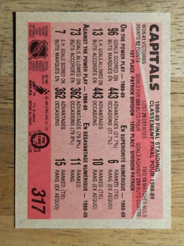 1989-90 O-Pee-Chee #317 Washington Capitals