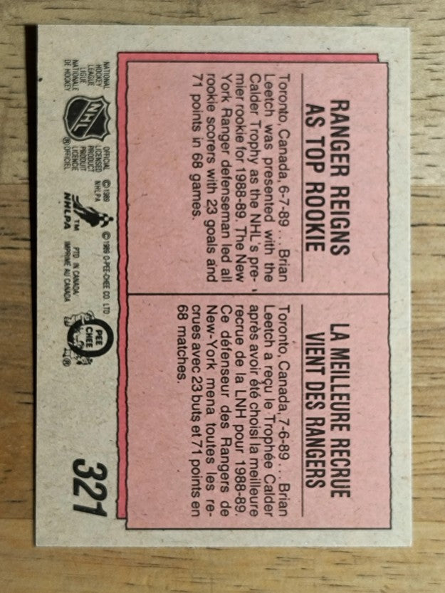 1989-90 O-Pee-Chee #321 Brian Leetch Calder