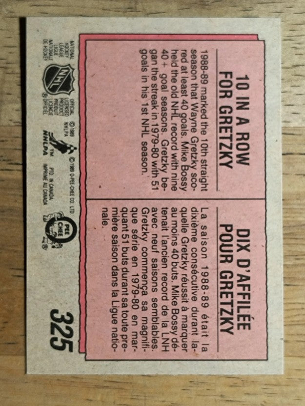 1989-90 O-Pee-Chee #325 Wayne Gretzky HL