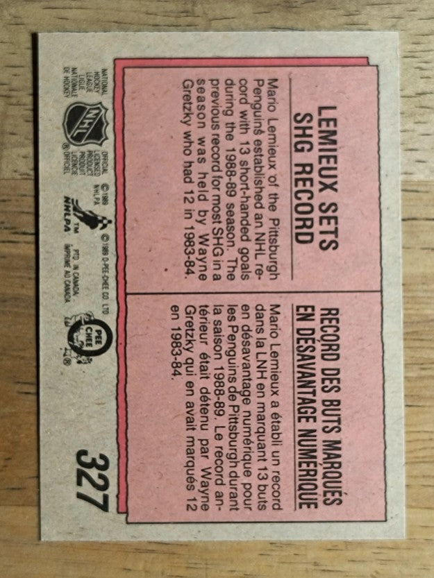 1989-90 O-Pee-Chee #327 Mario Lemieux HL (EXMT)
